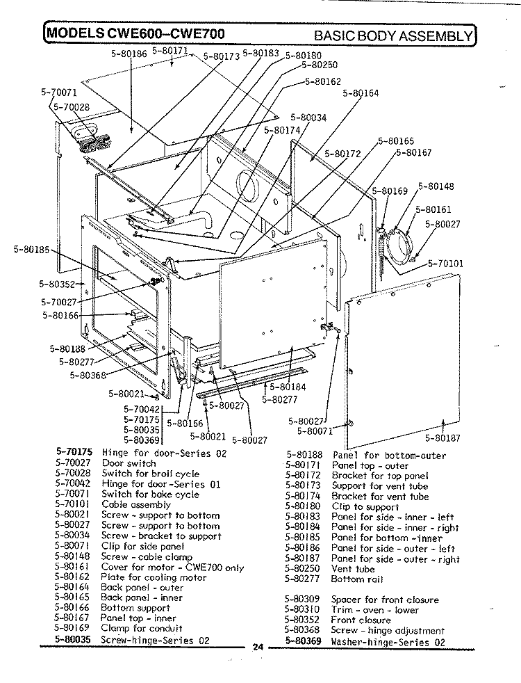 VENTING MATERIALS Diagram and Parts List for CDE850  Maytag Range