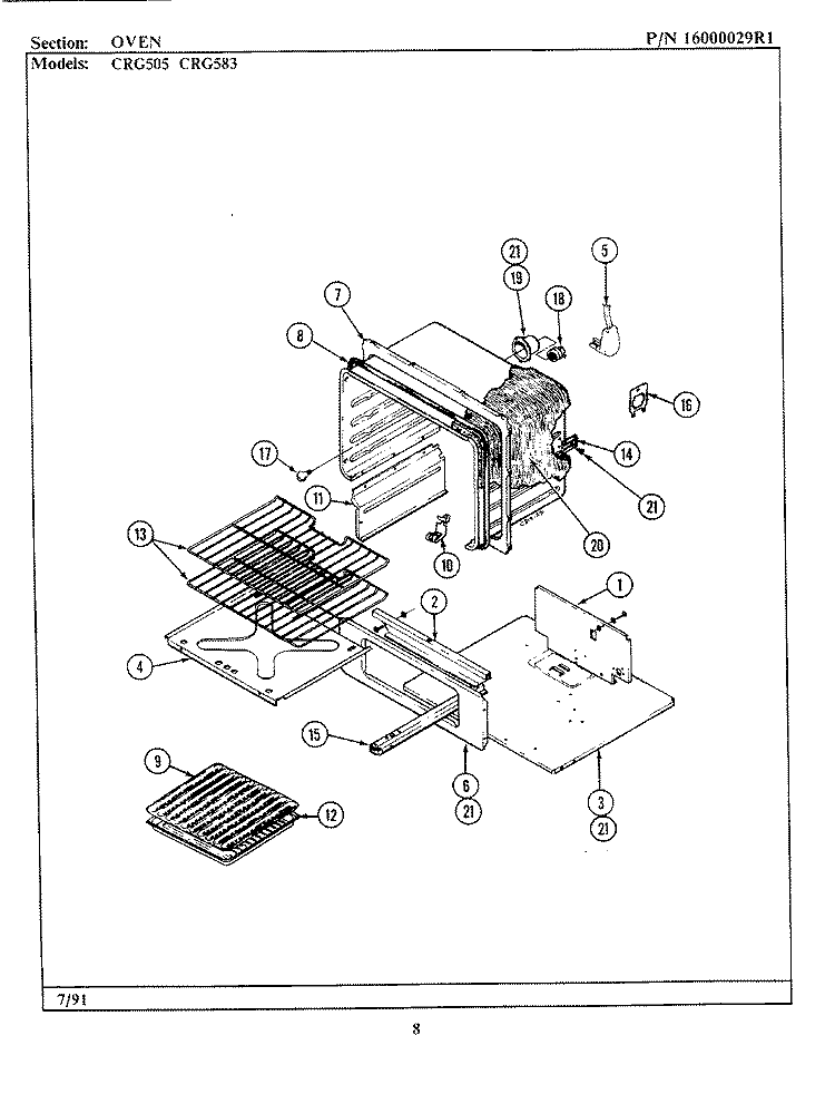 OVEN Diagram and Parts List for CRG505  Maytag Range
