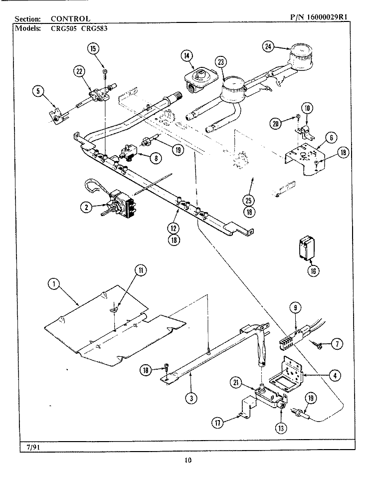 CONTROL Diagram and Parts List for CRG505  Maytag Range