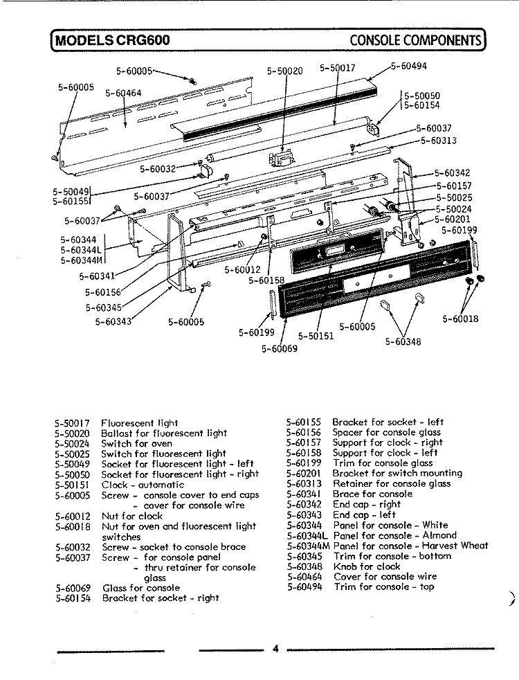 CONTROL PANEL Diagram and Parts List for GCRG600  Maytag Range