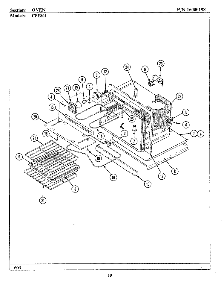 OVEN Diagram and Parts List for CFE801  Maytag Range