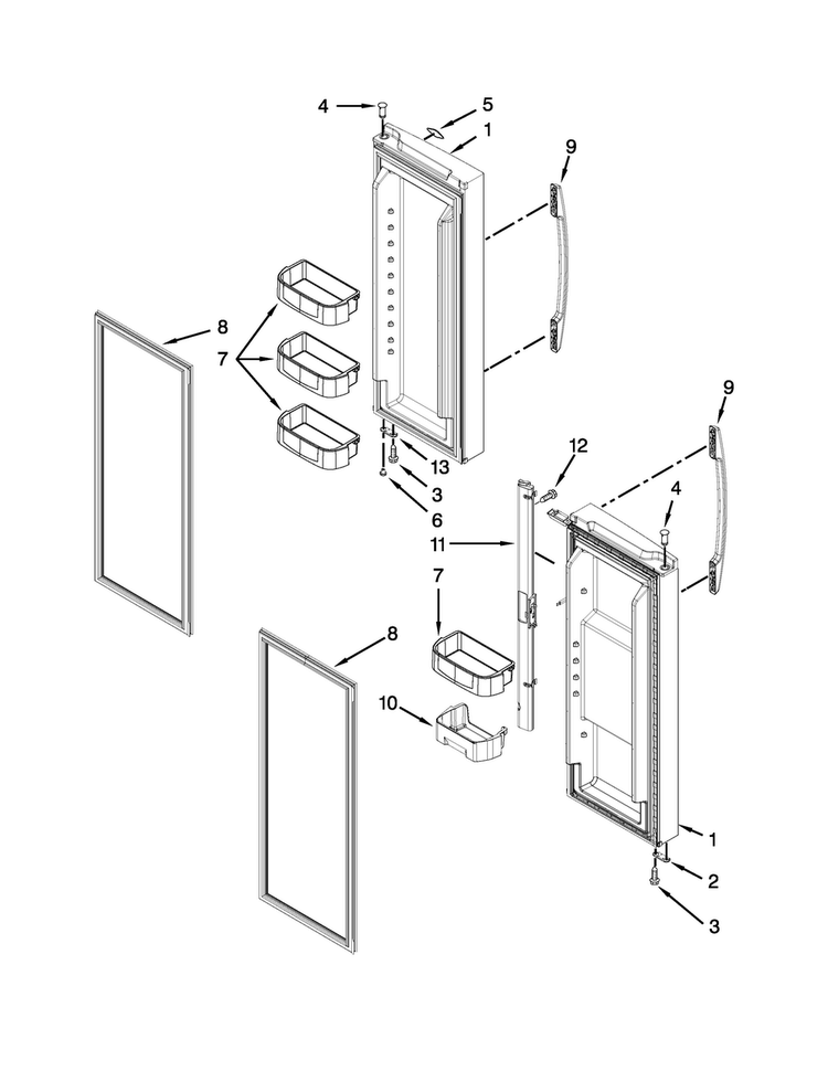 Refrigerator Door Parts Diagram and Parts List for MFB2055YEB02  Maytag Refrigerator