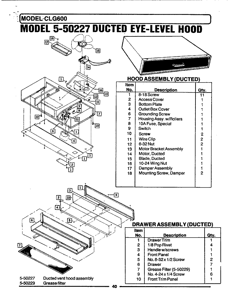 ACCESSORIES - DUCTED Diagram and Parts List for GCLG600  Maytag Microwave Oven Combo