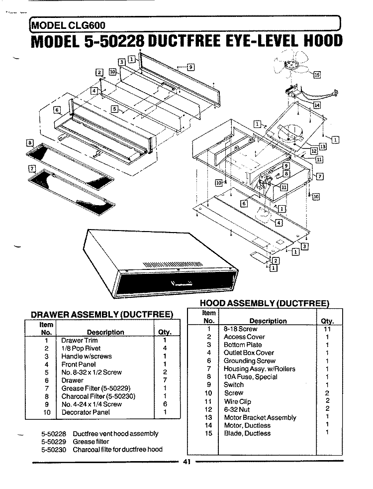 ACCESSORIES - DUCT FREE Diagram and Parts List for GCLG600  Maytag Microwave Oven Combo