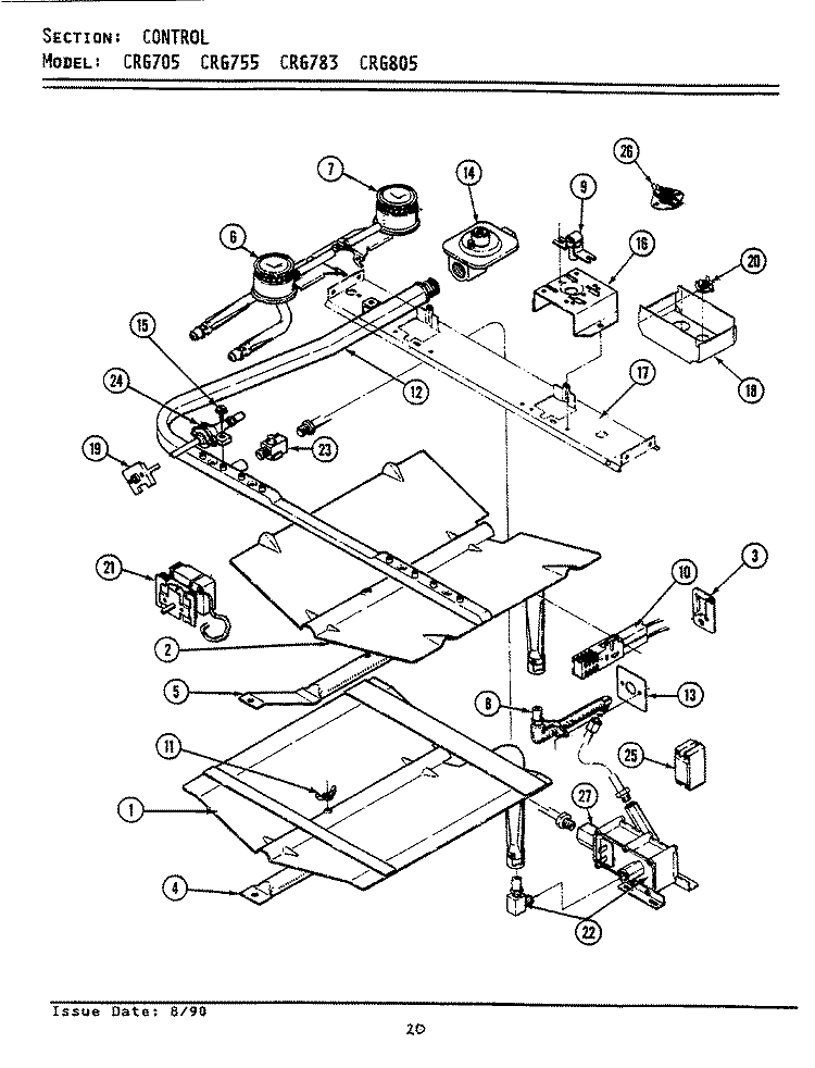 CONTROL Diagram and Parts List for CRG705  Maytag Range