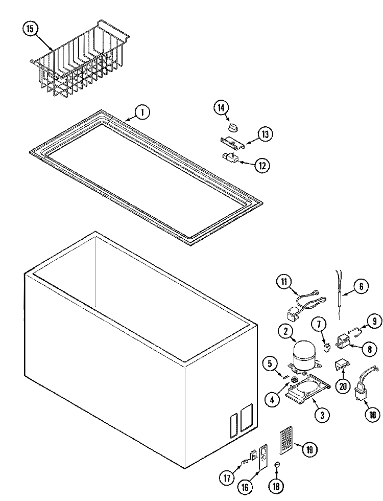 CABINET Diagram and Parts List for C5J  Magic Chef Freezer