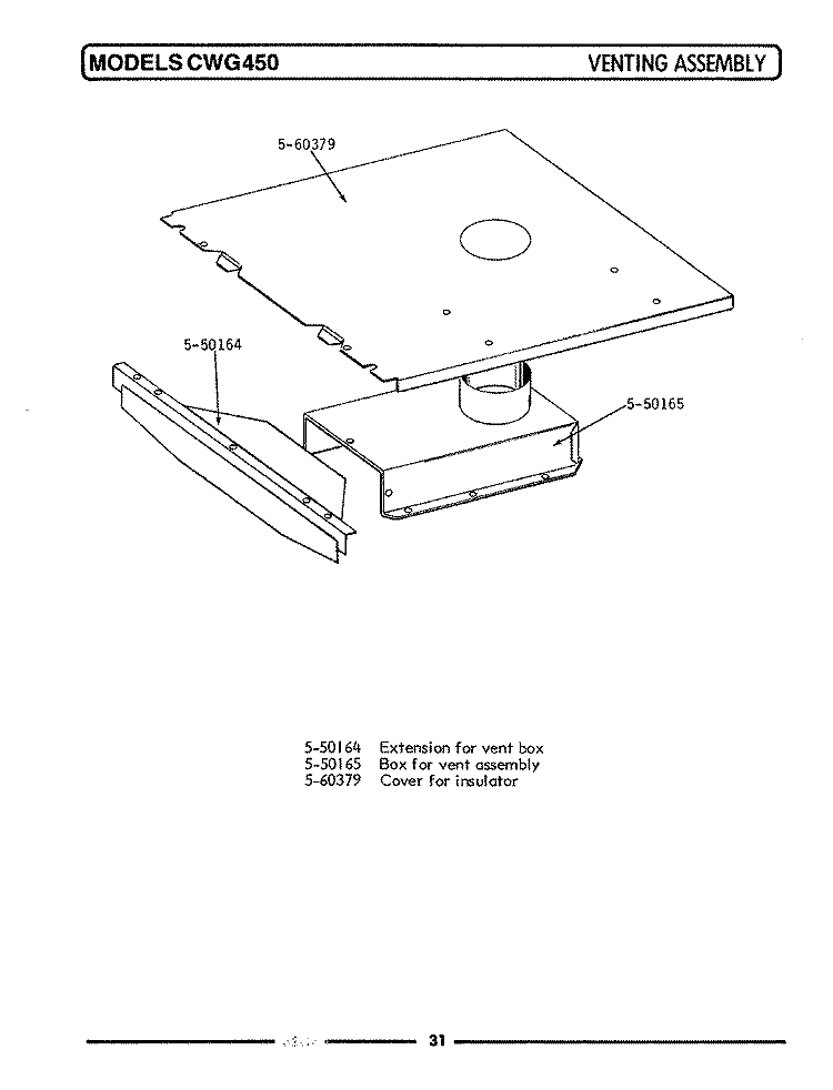 VENTING ASSEMBLY Diagram and Parts List for CWG450  Maytag Wall Oven