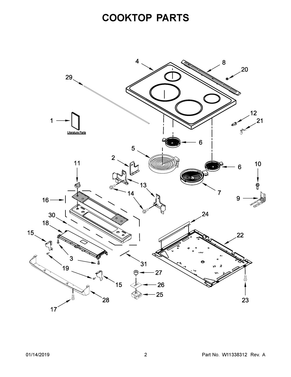 Cooktop Parts Diagram and Parts List for YAES6603SFS2  Maytag Range