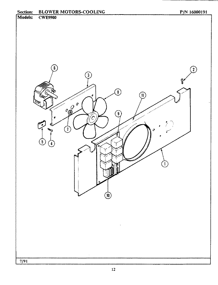 BLOWER MOTORS - COOLING Diagram and Parts List for CWE9900  Maytag Wall Oven