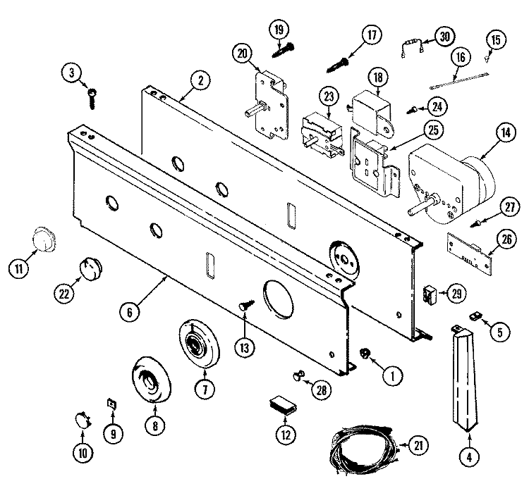 CONTROL PANEL Diagram and Parts List for LDE9314ACL  Maytag Dryer