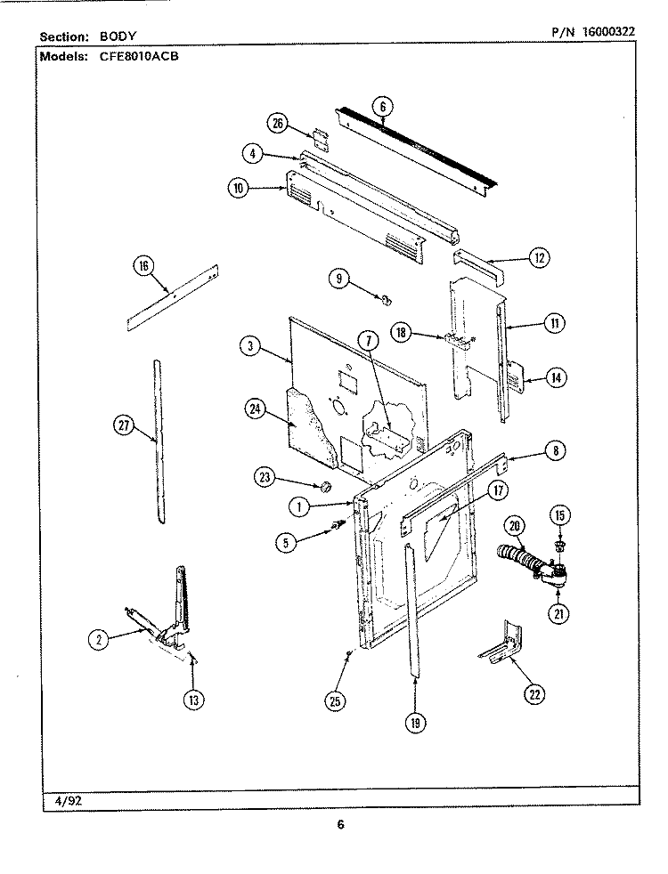 BODY Diagram and Parts List for CFE8010ACB  Maytag Range