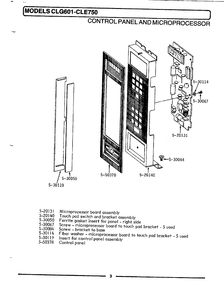 CONTROL PANEL & MICROPROCESSOR Diagram and Parts List for CLG601  Maytag Microwave