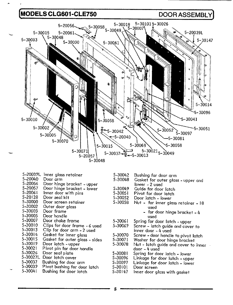 DOOR ASSEMBLY Diagram and Parts List for CLG601  Maytag Microwave