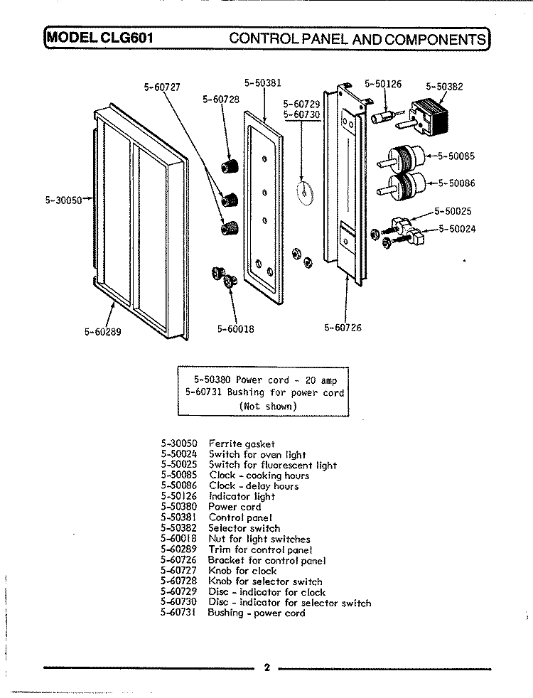 CONTROL PANEL & COMPONENTS Diagram and Parts List for CLG601  Maytag Microwave