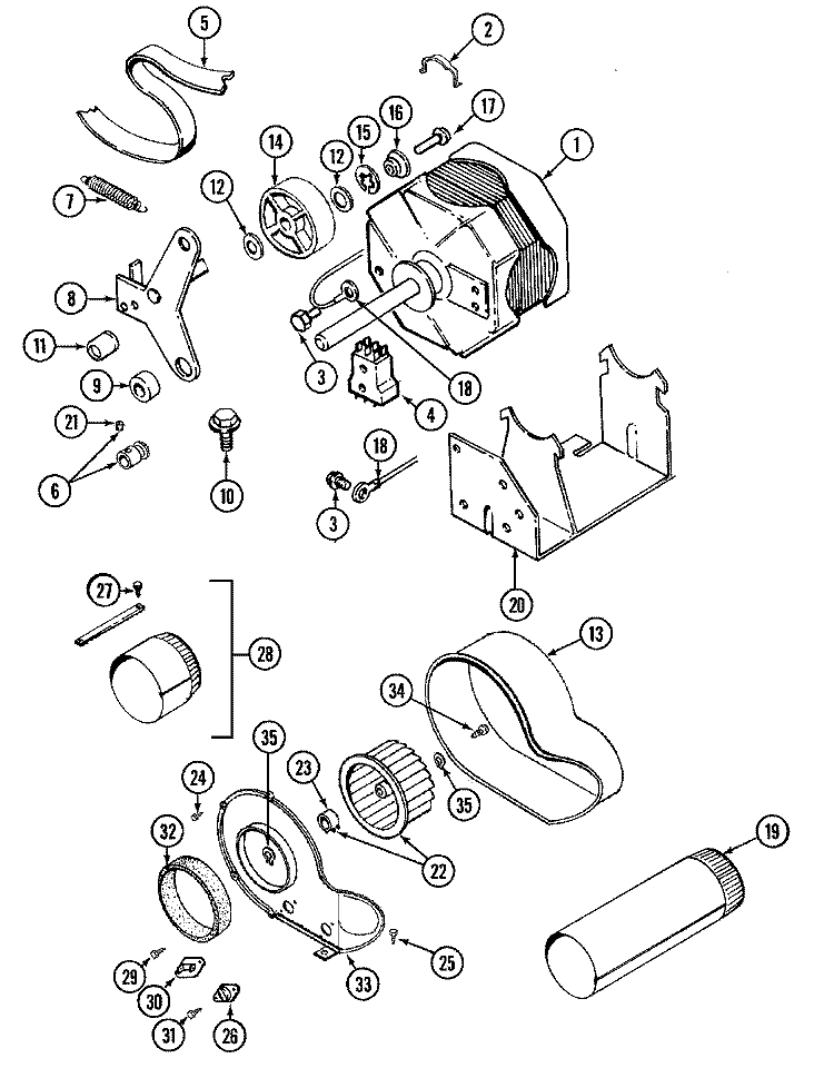 MOTOR - DRYER & BLOWER Diagram and Parts List for LSG7806ABM  Maytag Washer Dryer Combo