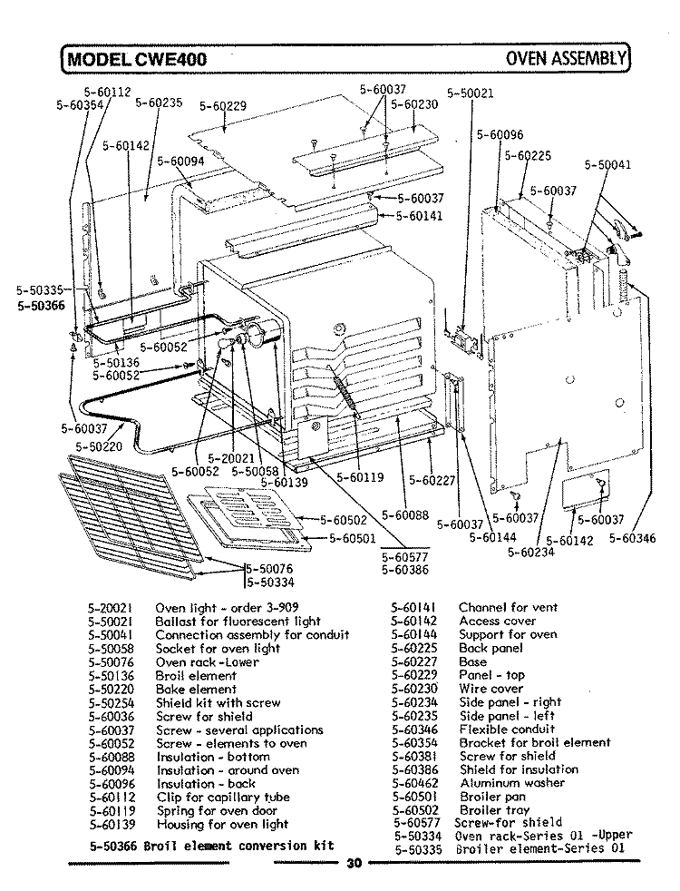 OVEN ASSEMBLY Diagram and Parts List for CWE451  Maytag Wall Oven