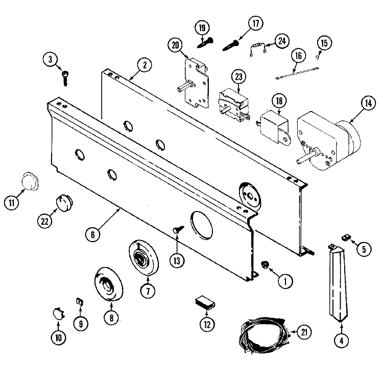 CONTROL PANEL Diagram and Parts List for LDE8424ACM  Maytag Dryer
