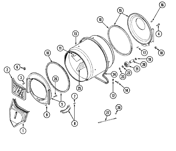 TUMBLER Diagram and Parts List for LDE8404ADL  Maytag Dryer