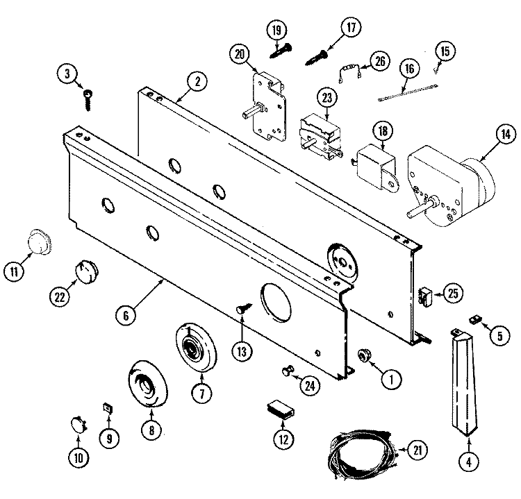 CONTROL PANEL Diagram and Parts List for LDE7314ACL  Maytag Dryer