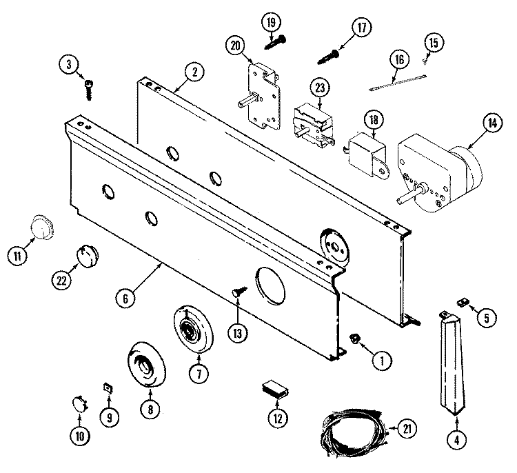 CONTROL PANEL Diagram and Parts List for LDE8404ADL  Maytag Dryer