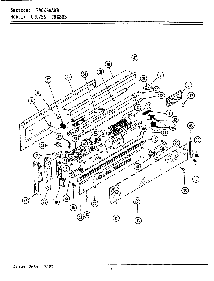 CONTROL PANEL Diagram and Parts List for LCRG805  Maytag Range