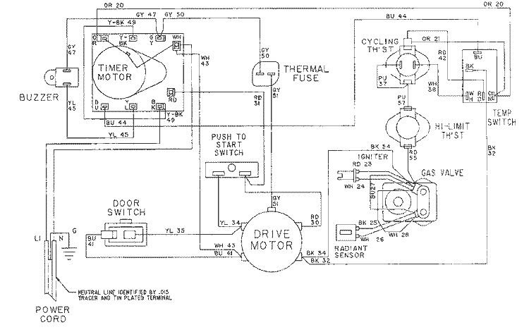 WIRING INFORMATION Diagram and Parts List for LDG8404ABE  Maytag Dryer