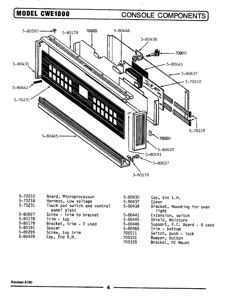 CONTROL PANEL (CWE1000) Diagram and Parts List for CWE1000  Maytag Wall Oven