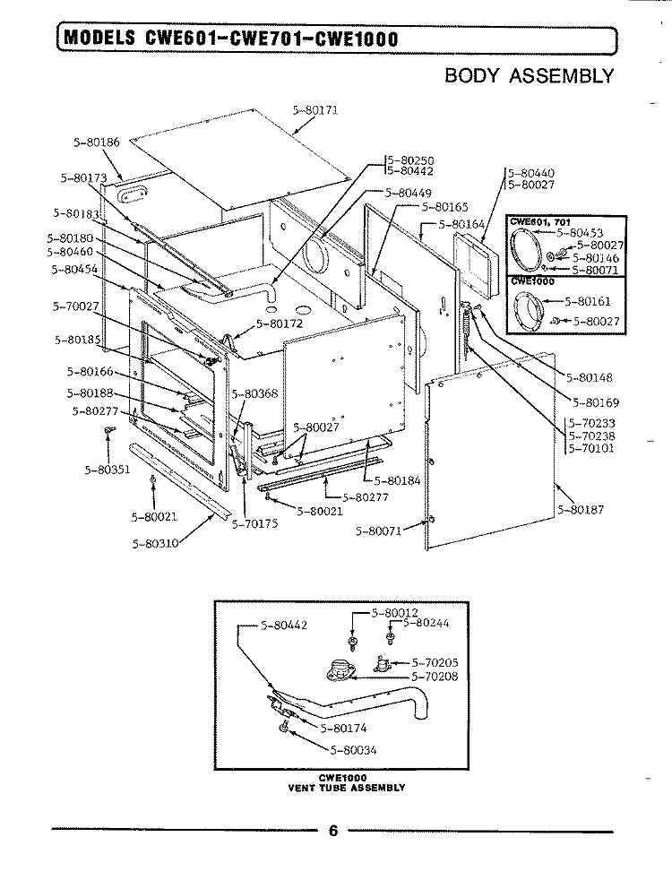 BODY ASSEMBLY Diagram and Parts List for CWE1000  Maytag Wall Oven