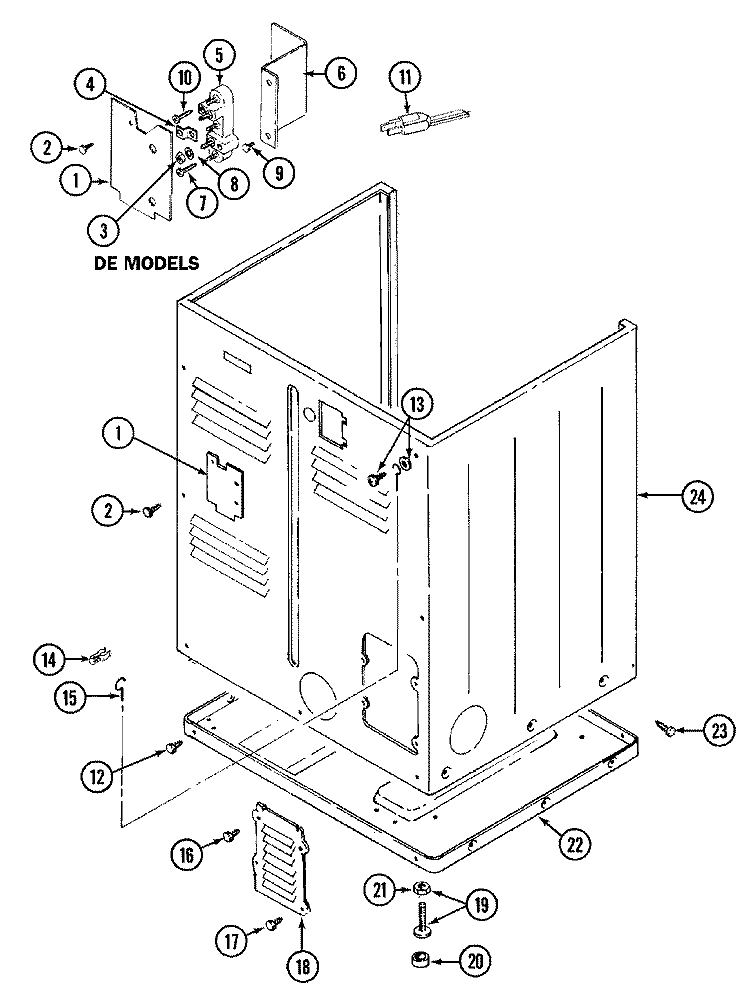 CABINET - REAR Diagram and Parts List for LDE8404ADL  Maytag Dryer