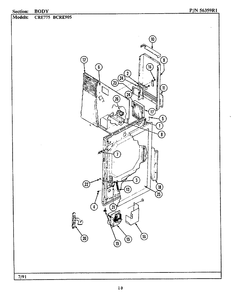 BODY Diagram and Parts List for BCRE905  Maytag Range
