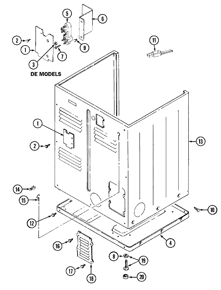 CABINET - REAR Diagram and Parts List for LDE8604ADL  Maytag Dryer