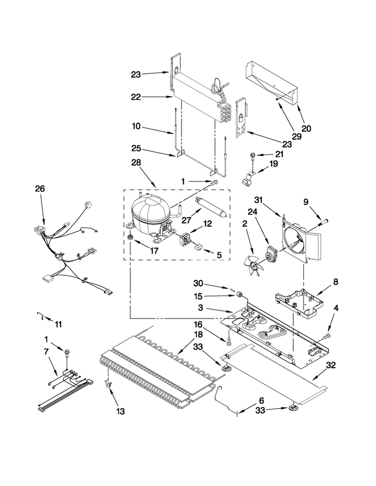 Unit Parts Diagram and Parts List for AFF2534FES6  Amana Refrigerator