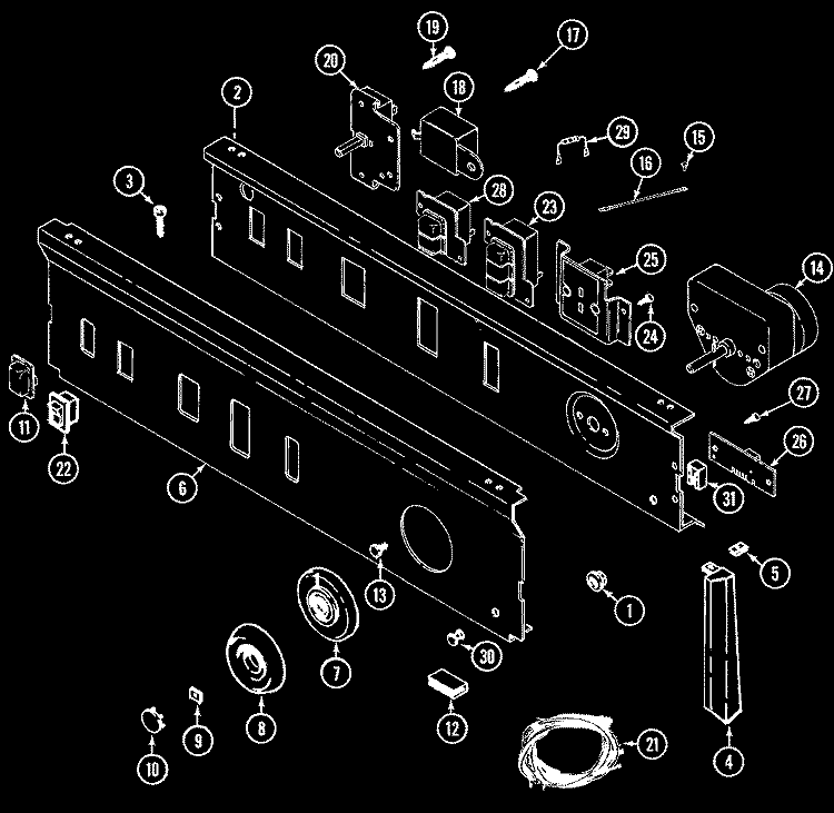 CONTROL PANEL Diagram and Parts List for LDG9814AAL  Maytag Dryer