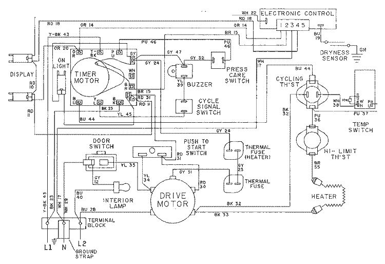 WIRING INFORMATION - LDE9814ACx Diagram and Parts List for LDE9814ACL  Maytag Dryer
