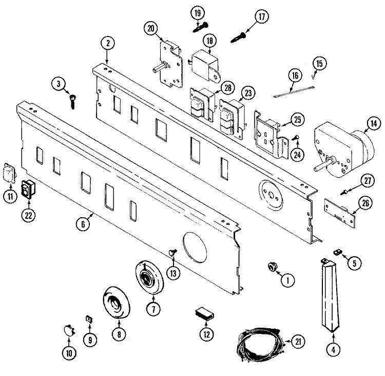 CONTROL PANEL Diagram and Parts List for LDE8804ADE  Maytag Dryer