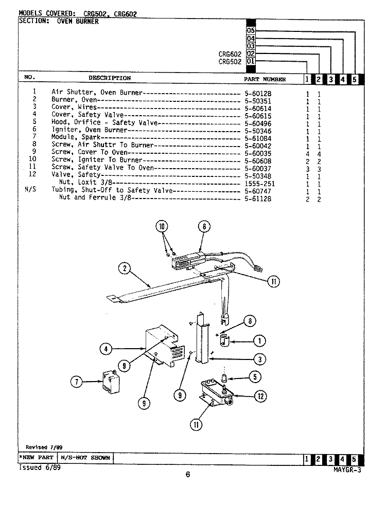 DOOR & DRAWER ASSEMBLY Diagram and Parts List for BCRE900  Maytag Range