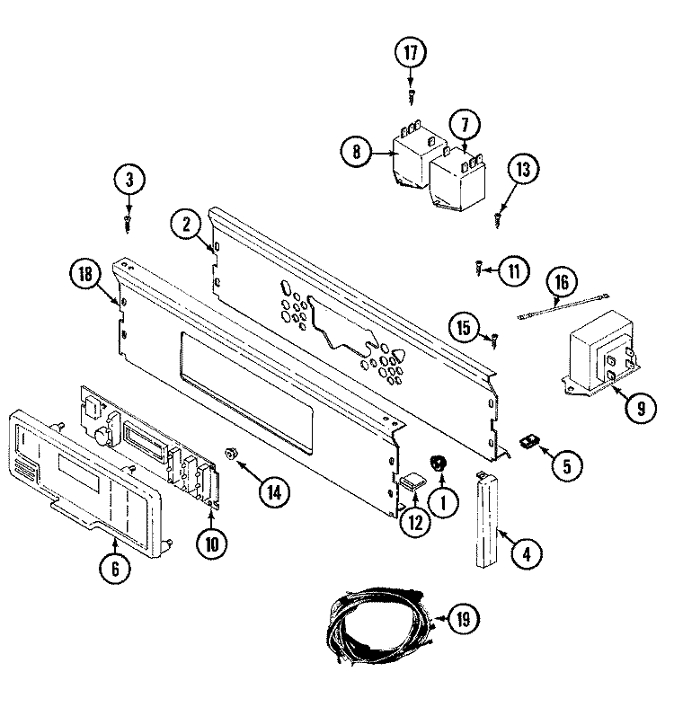 CONTROL PANEL Diagram and Parts List for LDE9904ACE  Maytag Dryer