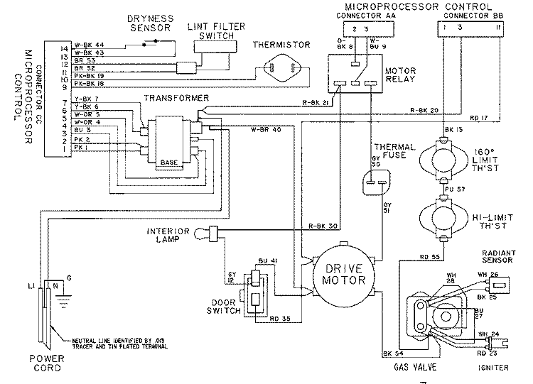WIRING INFORMATION - LDG9904AAx Diagram and Parts List for LDG9904AAE  Maytag Dryer