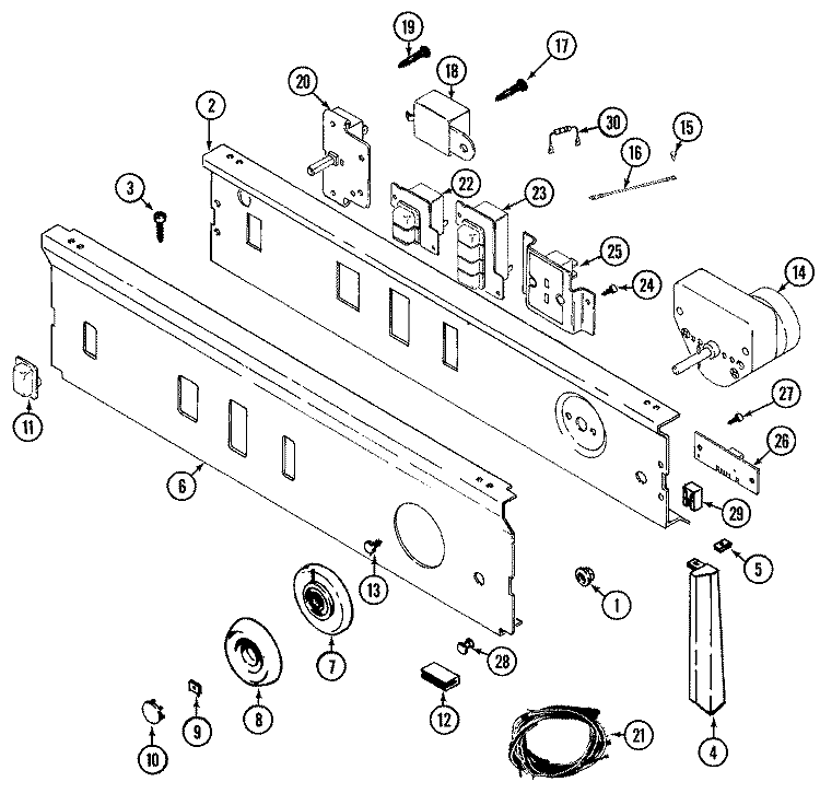 CONTROL PANEL Diagram and Parts List for LDE6914ACE  Maytag Dryer