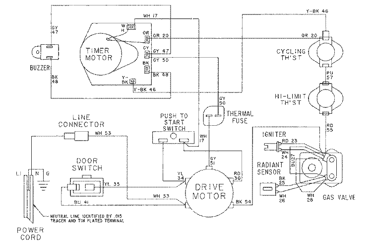 WIRING INFORMATION - LDG5004 Diagram and Parts List for LDG5004AAW  Maytag Dryer