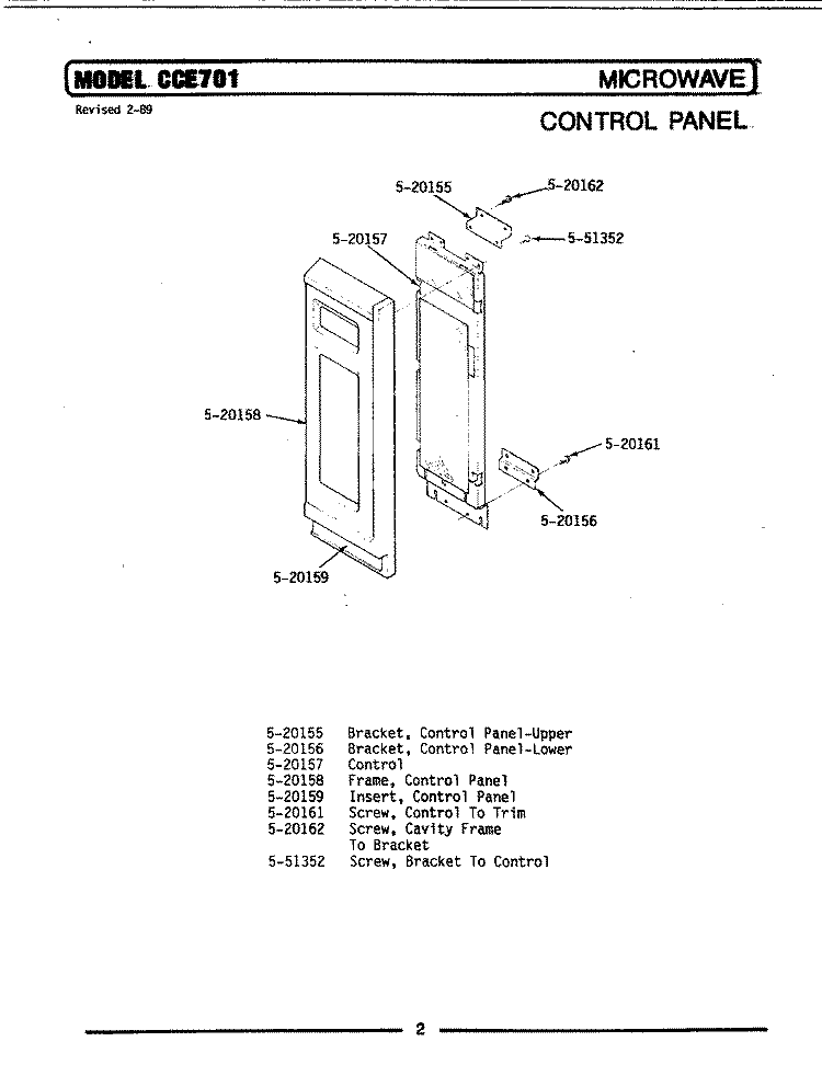 CONTROL PANEL - MICROWAVE Diagram and Parts List for LCCE701  Maytag Microwave Oven Combo