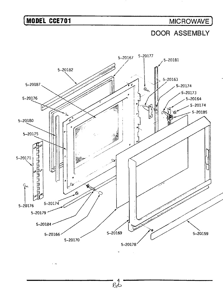 DOOR ASSEMBLY / MICROWAVE Diagram and Parts List for LCCE701  Maytag Microwave Oven Combo