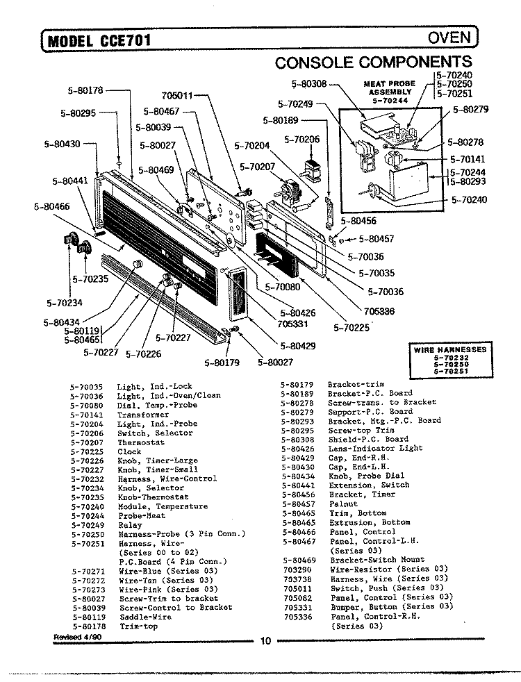 CONTROL PANEL Diagram and Parts List for LCCE701  Maytag Microwave Oven Combo