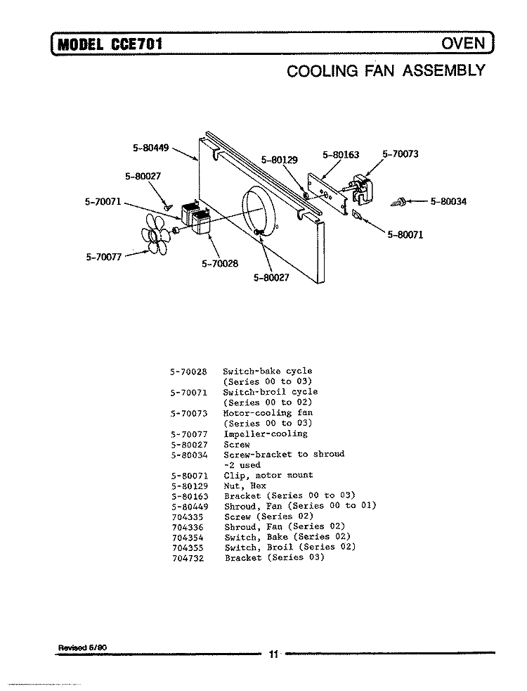 COOLING FAN ASSEMBLY Diagram and Parts List for LCCE701  Maytag Microwave Oven Combo