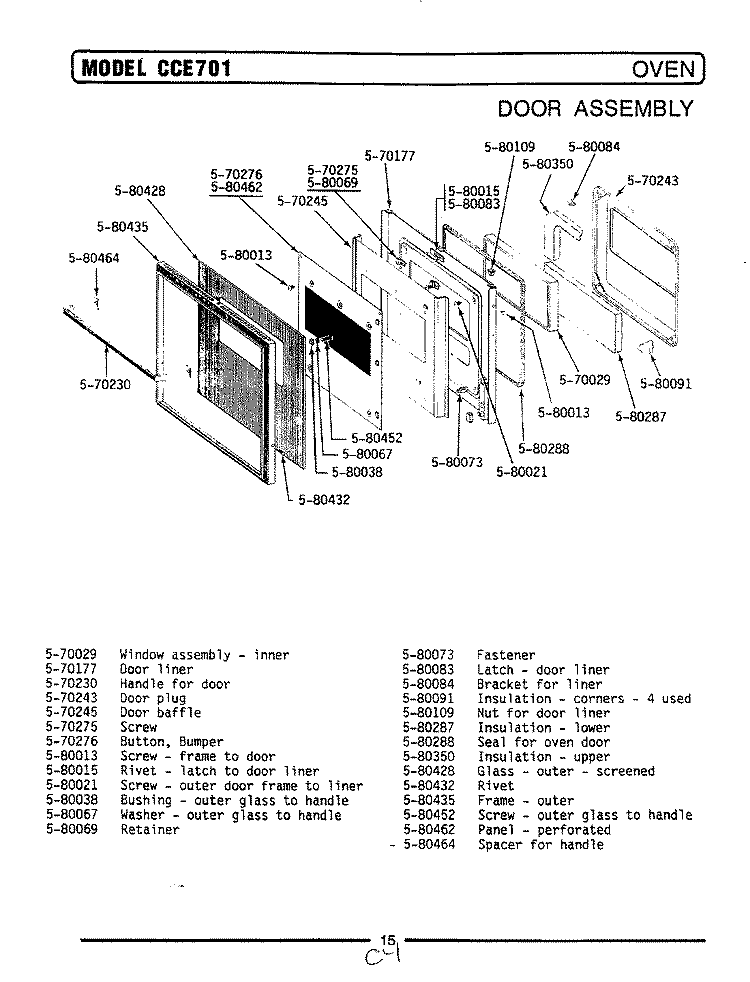 DOOR ASSEMBLY Diagram and Parts List for LCCE701  Maytag Microwave Oven Combo