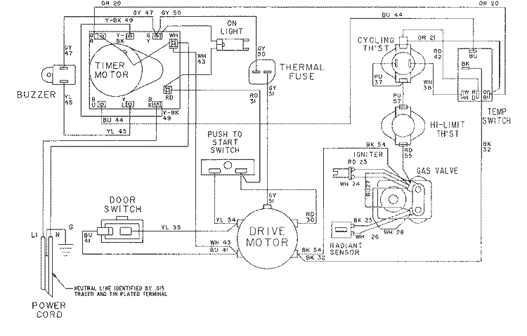 WIRING INFORMATION Diagram and Parts List for LDG7304AAM  Maytag Dryer