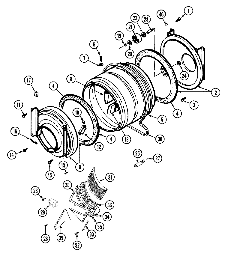 TUMBLER Diagram and Parts List for LSE9904ADL  Maytag Washer Dryer Combo