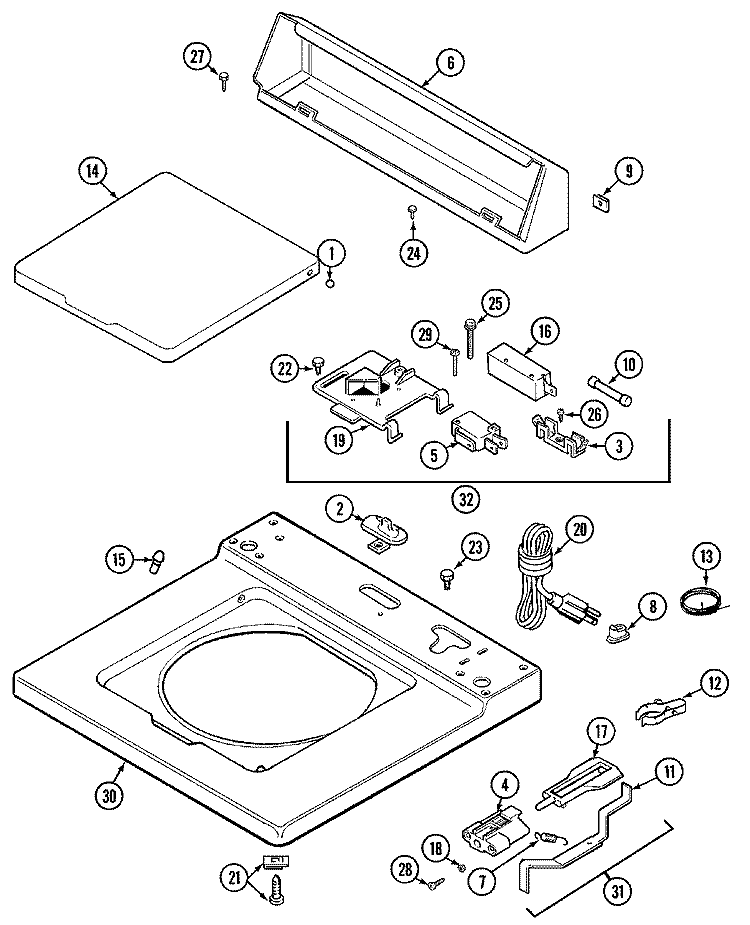 TOP Diagram and Parts List for LAT8404AAL  Maytag Washer