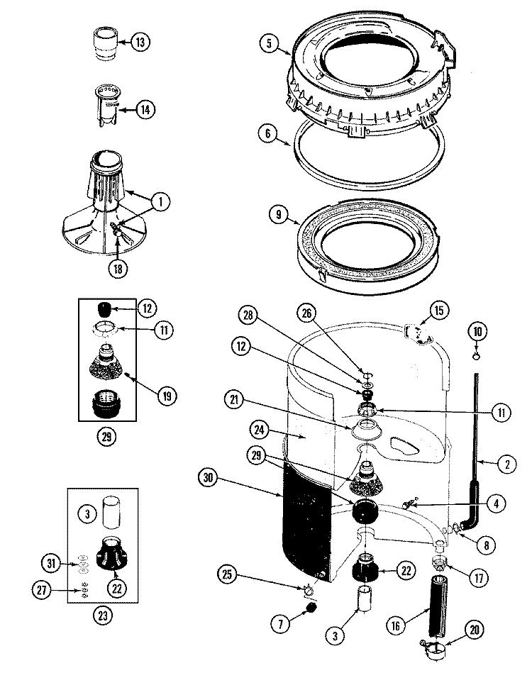 TUB Diagram and Parts List for LAT8404AAL  Maytag Washer