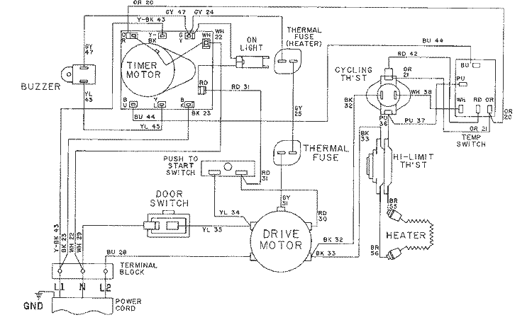 WIRING INFORMATION - LDE7304ADx Diagram and Parts List for LDE7304ADL  Maytag Dryer